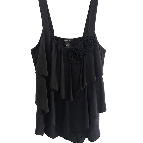 Sam & Max Black Tank with‎ Ruffles/Roses Size Large - Picture 2 of 5
